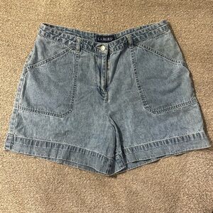 Vintage LA Blues 100% Cotton Denim Shorts Size 14 Retro 90s Coastal Cowboy Beach